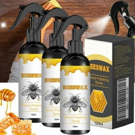 SHEIGUANNI 3-Pack Natural Beeswax Wood Polish Spray–Molecularized Furniture & Floor Restorer,Waterproof,Scratch Resistant,Instant Shine & Protection,120ml/Bottle | Gift for Dad, Christmas, Home Care