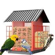 SHEIGUANNI Bird Feeders for Outdoors Hanging, Metal Bird Feeder with Double Suet Cage Cake, Large Capacity, Birdfeeders Sturdy & Weatherproof, Easy to Clean & Refill, Great for Attracting Wild Birds