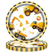 SHEIGUANNI Construction Birthday Party Supplies Construction Theme Decorations Includes Plates, Cups, Napkins,Perfect for Boys Kids Birthday Party-24Pcs 7Inch Plates