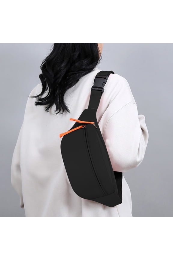 Crossbody Fanny Pack for Women Men,Solid Nylon Large Waist Bag Hip Bum Bag with Adjustable Strap for Outdoors Workout Traveling Casual Running Hiking Cycling-Black