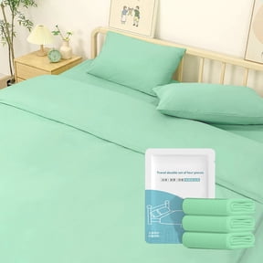 SHEIGUANNI Disposable Bed Sheets for Hotel & Travel - Double Bedding Set with Breathable Non-Woven Fabric, Hygienic Sleep Protection, 70.87x90.55Inch, 250g, Green
