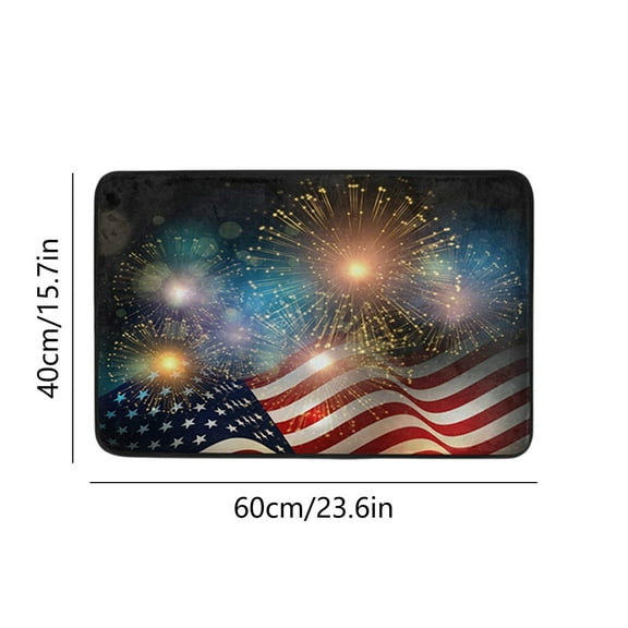 SHEIGUANNI Door Mats Firework US American Flag Floor Mat Indoor Outdoor Entrance Bathroom Doormat Non Slip Welcome Mats 4th of July Memorial Independence Day Home Decor 24 x 16 Inch
