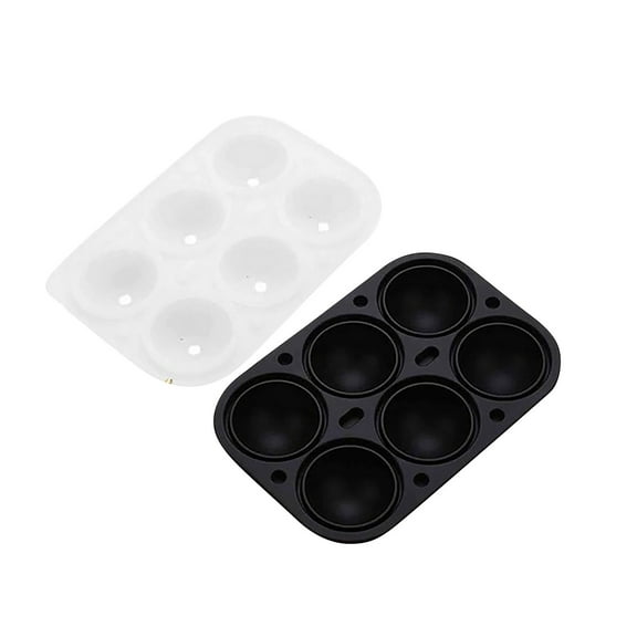 SHEIGUANNI Large Ice Ball Maker with Lid, 6 Ice Balls - BPA Free, Easy To Fill Round Silicone Ice Tray, Perfect Spheres Craft Ice Maker for Whiskey, Cocktails, Gifting - Black
