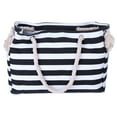 thumbnail image 1 of SHEIGUANNI Large Striped Beach Tote Bag with Zipper Pocket - Waterproof Reusable Shoulder Bag for Women, Travel, Pool & Outdoor (Black)​​, 1 of 6