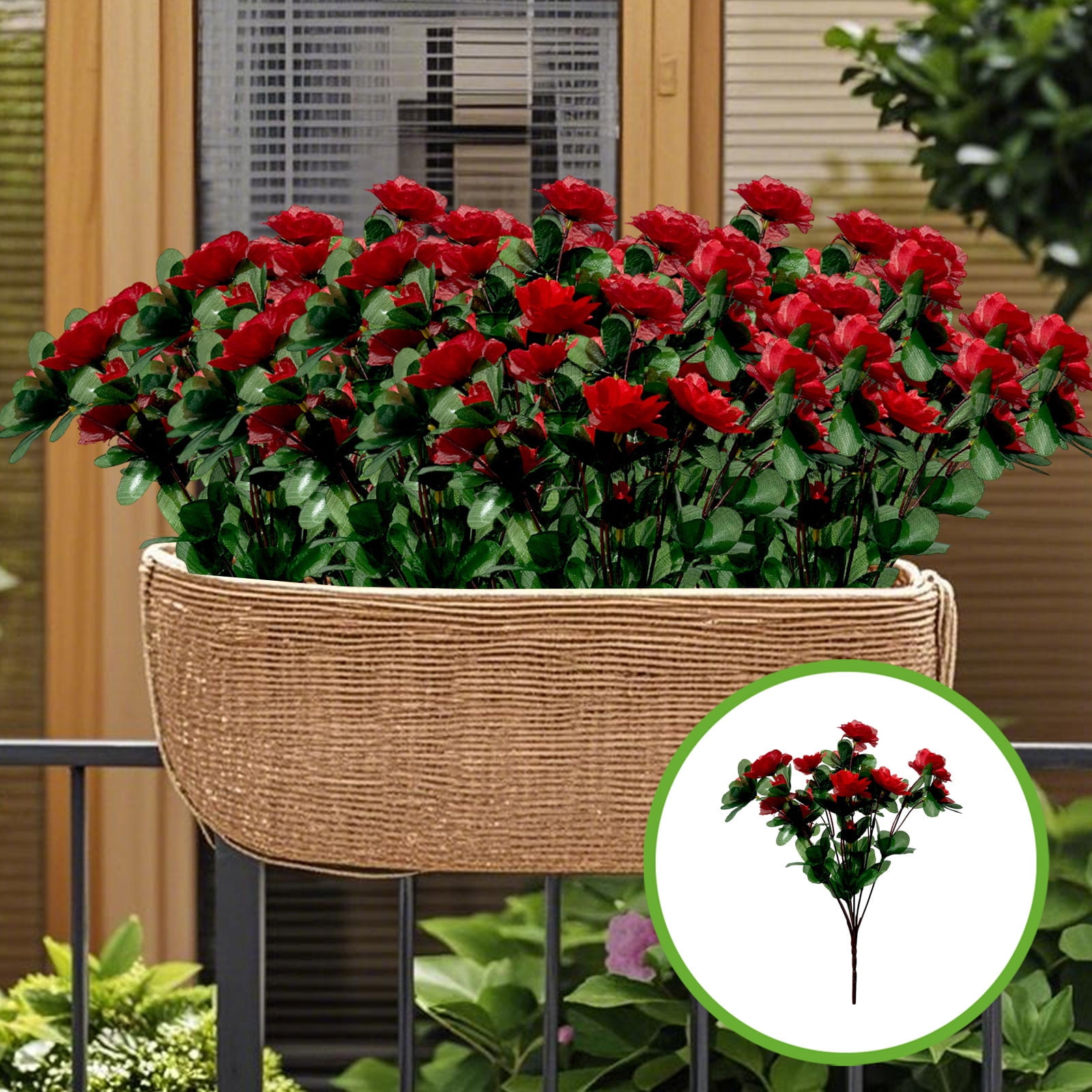 SHEIGUANNI Lifelike Red Artificial Azalea Bouquet - Realistic ...