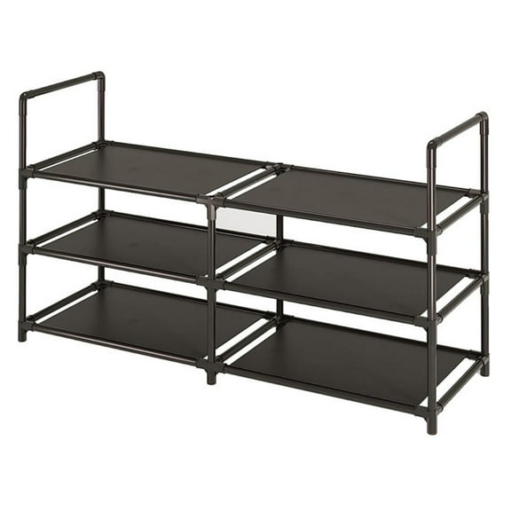 SHEIGUANNI Shoe Rack - 3 Tier Shoe Rack for Front Door Entrance, Sturdy Long Shoe Organizer for Closet, Bedroom, Entryway, Garage, Non Woven Fabric Shelf, Black, Holds Up to 15 Pairs