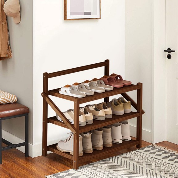 SHEIGUANNI Shoe Rack Organizer,3-Tier Shoe Rack Organizer for Entryway,Shoe Rack Tall,The Thickened Material Has Strong Load-Bearing Capacity and Effectively Helps to Organize Shoes-Brown
