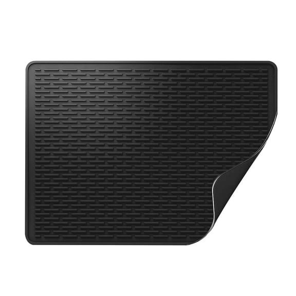 SHEIGUANNI Silicone Dish Drying Mat - Extral Large 28" x 20" - Flexible Rubber Drying Mat, Heat Resistant Silicone Trivet, Countertop Mat, Dish Draining Mat, Sink Mat，Black