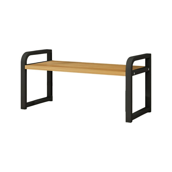 SHEIGUANNI Single Layer Desk Rack Storage Rack Round Corner Wooden Bookshelf College Dormitory Desk Rack Desktop Bookcase Raised Guardrail Storage Racks Black