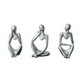 thumbnail image 1 of SHEIGUANNI Thinker Statue Home Decor Set of 3, Resin Abstract Thinker Sculpture Figurines Shelf Decor Accents for Living Room, Office, Bookshelf, Desktop-Silver, 1 of 6
