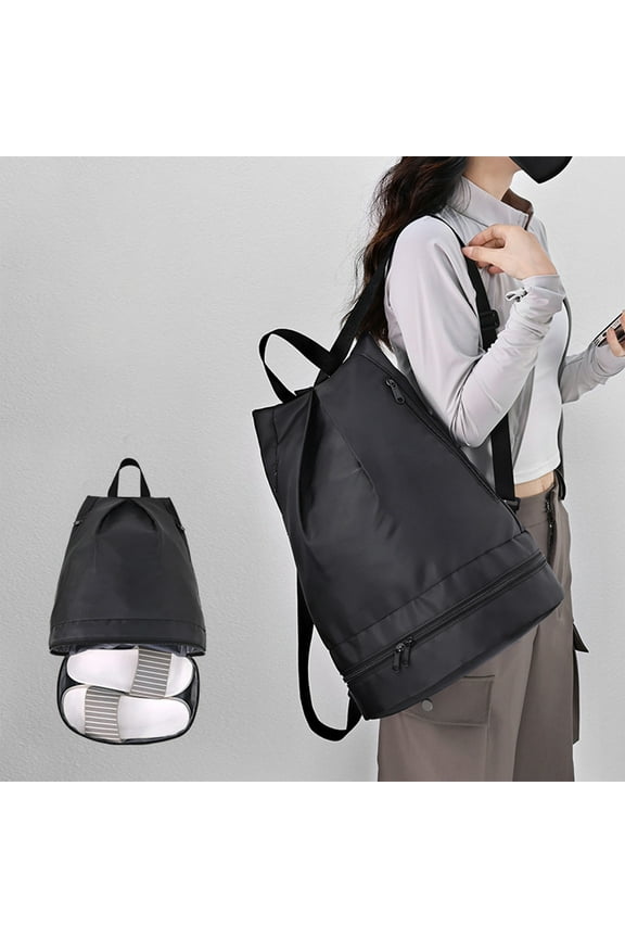 Women's Gym Backpack Waterproof Swimming Backpack with Shoe Compartment & Wet Pocket, Sports Travel Backpack Small Gym Bag-Black