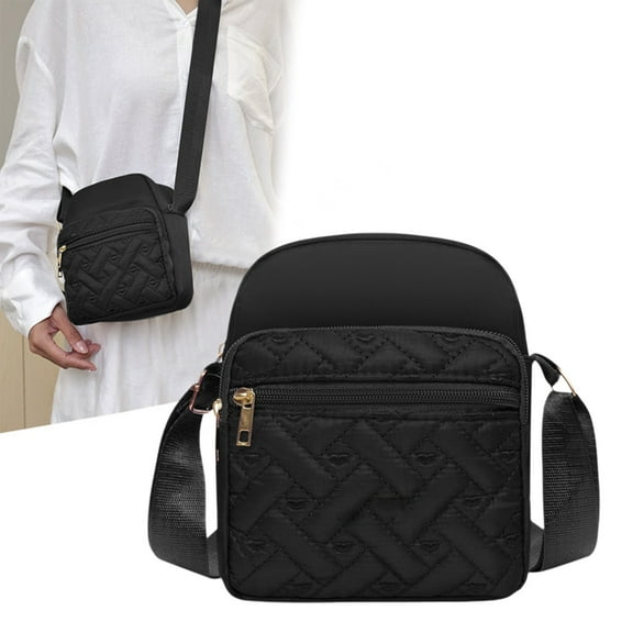SHEIGUANNI Women's Oxford Crossbody Bag Lightweight Adjustable Strap with Detachable Pouch – Compact Shoulder Bag for Hiking, Shopping, Camping (Black)