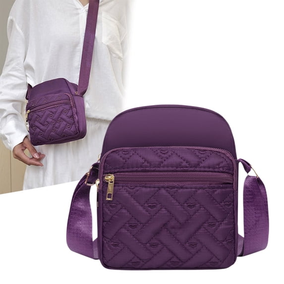 SHEIGUANNI Women's Oxford Crossbody Bag Lightweight Adjustable Strap with Detachable Pouch – Compact Shoulder Bag for Hiking, Shopping, Camping (Purple)
