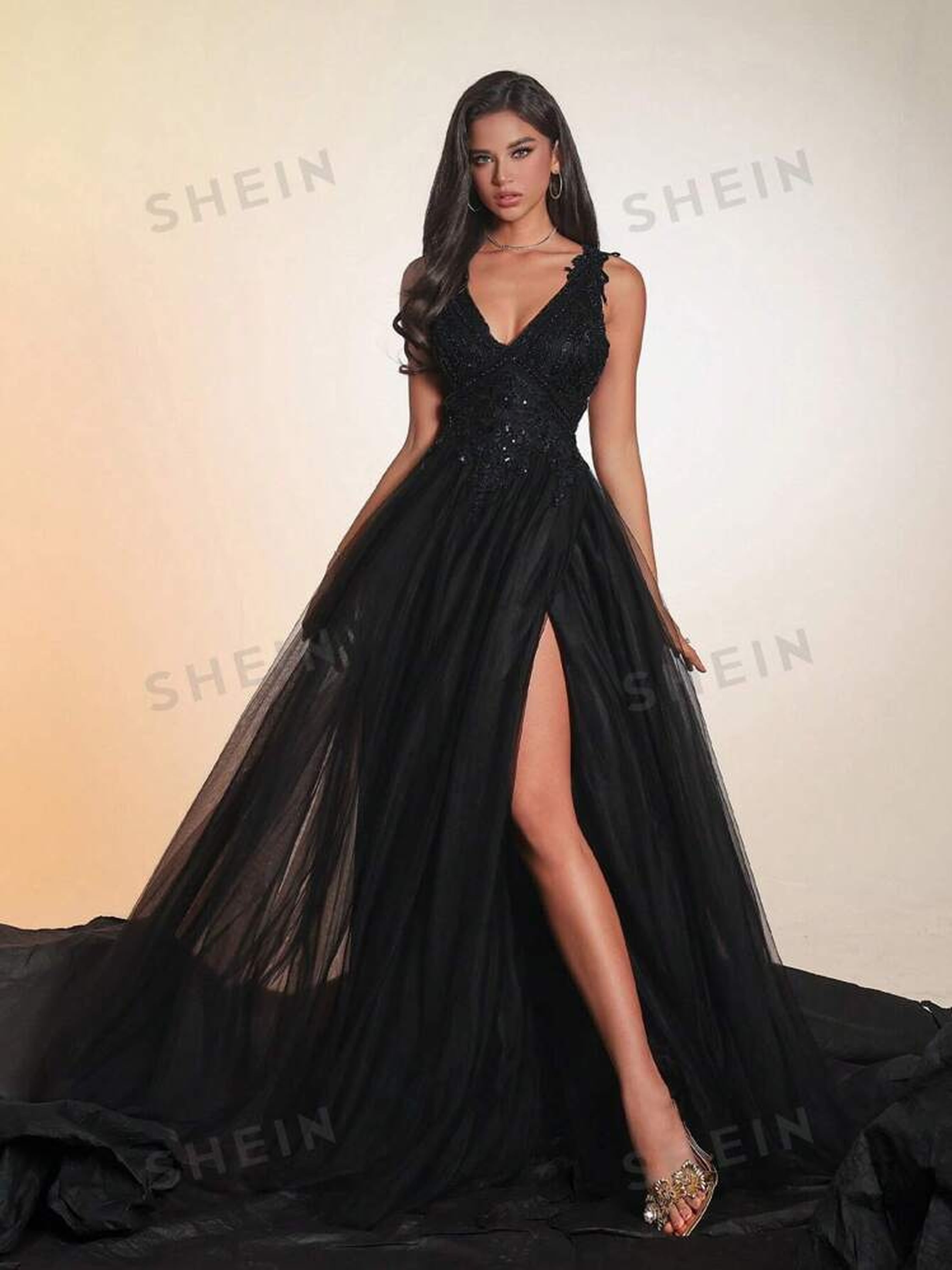 SHEIN Black Maxi Dress S Formal Evening Gown with Italy Ubuy