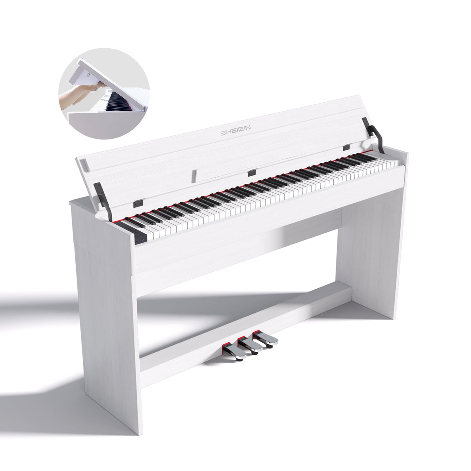 Piano stand with cover outlet