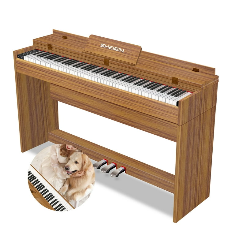 SHEIRIN Digital Piano 88 Keys Weighted Keyboard Electric Piano Beginner MIDI Full Size Hammer Action Stand SR FH80 Wood color
