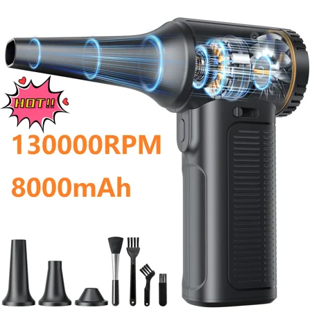 SHEKAR Electric Air Duster, Compressed Air Blower Gun, Adjustable Gears, Rechargeable Cordless, Mini Turbo Jet Fan for Keyboard, PC, Car, Home & Outdoor Cleaning Powerful Portable