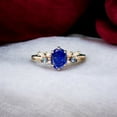 thumbnail image 1 of SHEKHAWATJEWELS 8X6MM Natural Lapis Lazuli Wedding Ring / Color-Changing Alexandrite Ring / Fire Opal & Moissanite Engagement Gift, 1 of 3