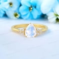 thumbnail image 1 of SHEKHAWATJEWELS 8x6 mm Natural Rainbow Moonstone Engagement Ring - Yellow Gold Plated Silver Fine Jewelry Gift for Her, 1 of 6