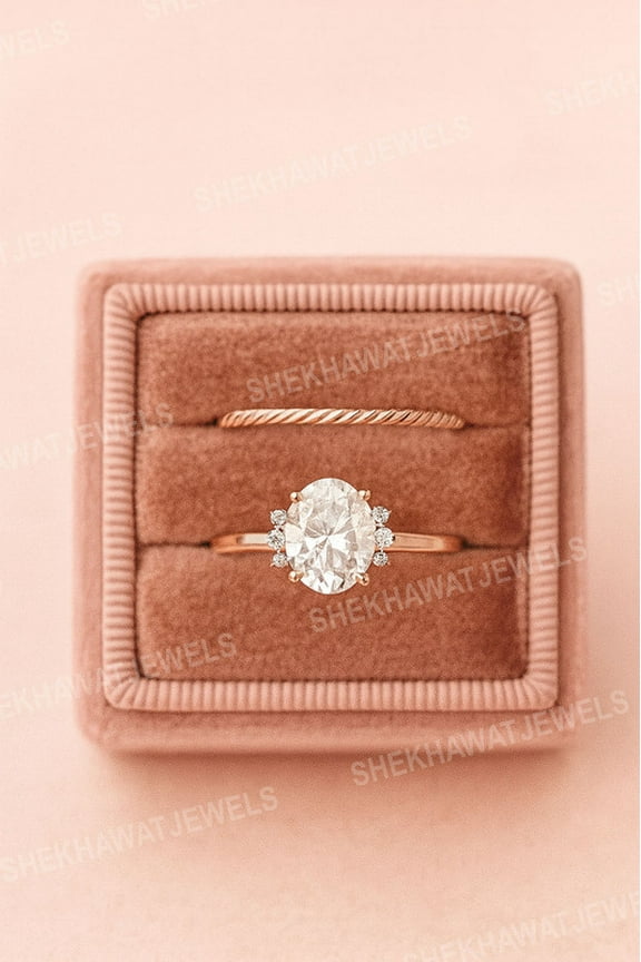 Oval Shaped Lab Grown Diamond Ring, IGI Certified 1 to 2 CT Oval Cut Lab Created Diamond, Muse Cluster Engagement Ring, Wedding Ring for Her