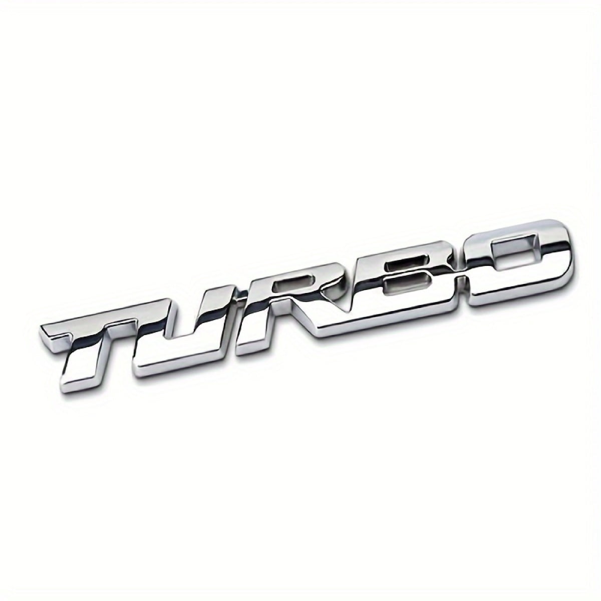 2-Pack Silver Turbo Emblem Decals - Aluminum Adhesive Badges For Car, Truck Door Or Trunk - View #3