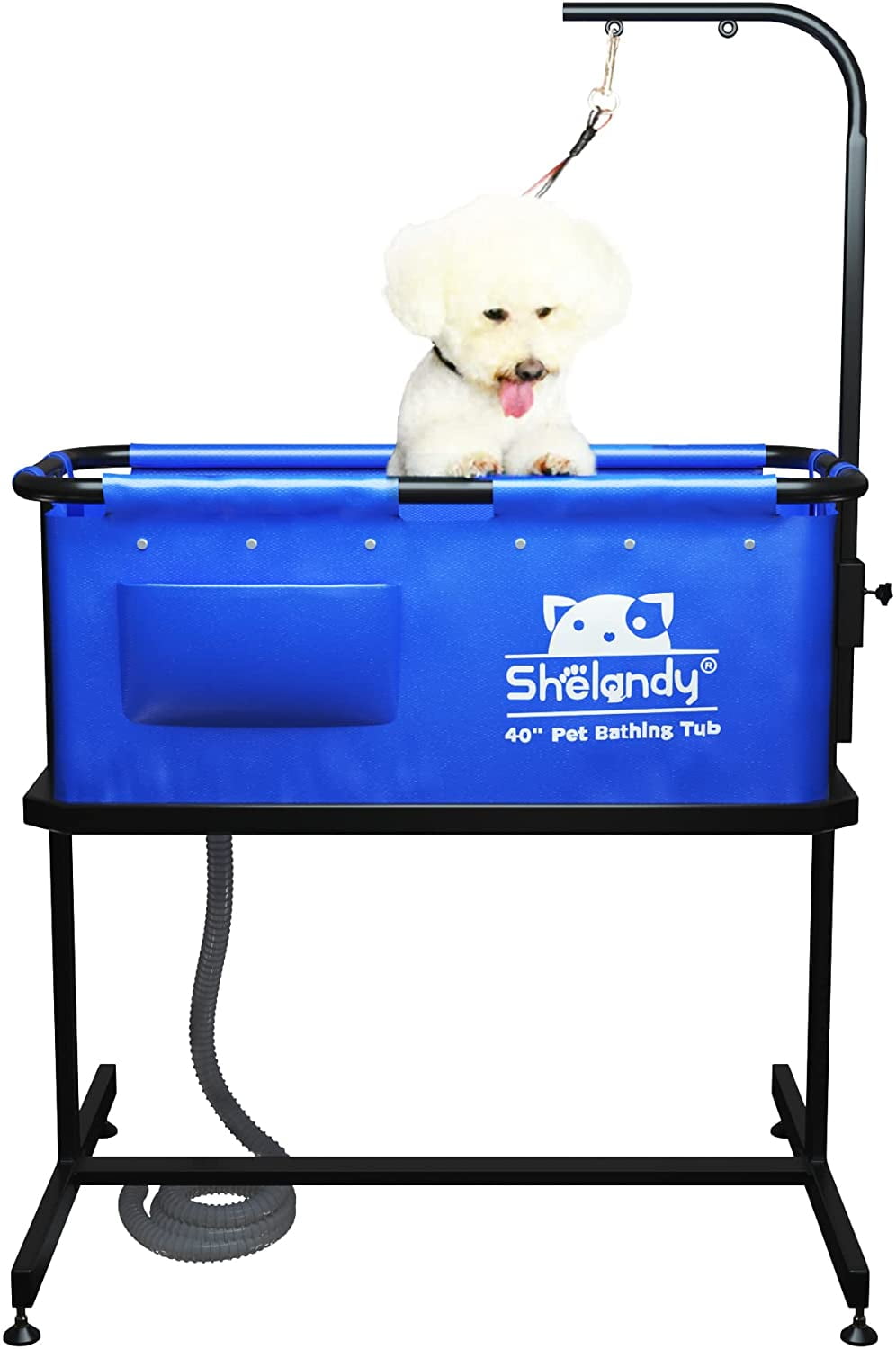 Blue 40" PVC Pet Grooming Bathing Tub with Stand