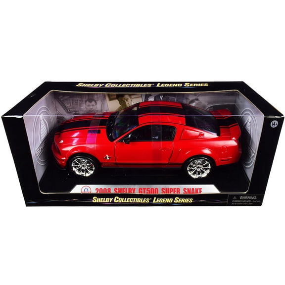2008 Ford Shelby Mustang GT500 Super Snake Red with Black Stripes Shelby Collectibles Legend Series 1 18 Diecast Model Car by Shelby Collectibles"""
