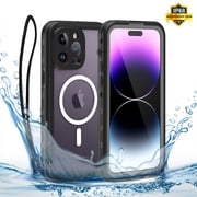 Waterproof Case for iPhone 14 Pro Max Magnetic Compatible with Wireless Charging Shockproof Protective Cover with Screen Protector 6.7 Black