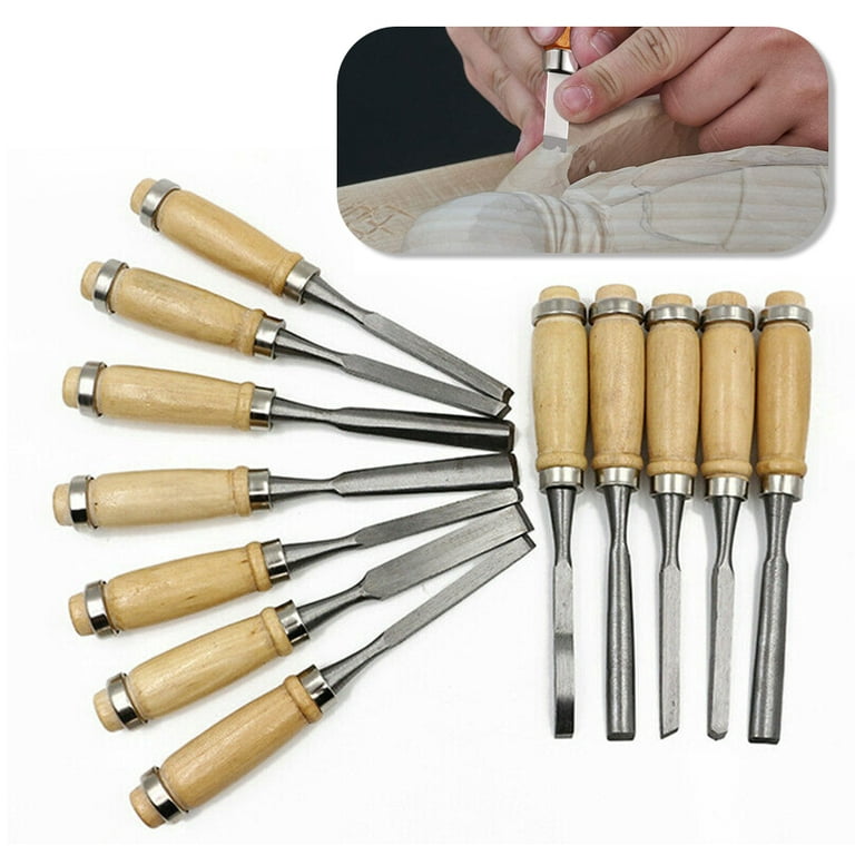 SHELLTON 12 Piece Wood Carving Tool Kit Steel Detail Processing Knife Set  For Wax Carving Sculptor Hand Chisel For Clay Sculpture For Woodworking 