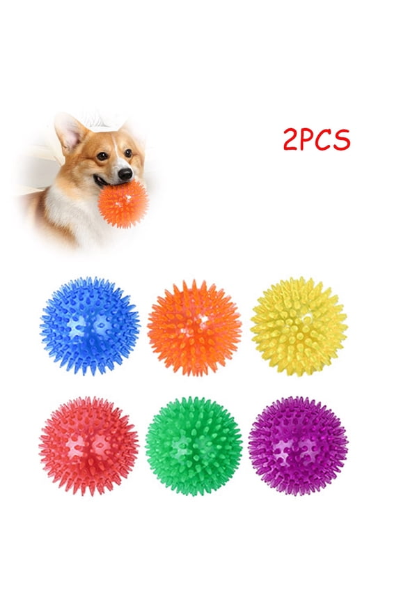 2 Pack 4.5 Heavy Duty Squeaky Dog Ball for Medium Large Dogs, Spikey Dog Ball Toys for Clean Teeth and Training, Large Dog Toys for Aggressive Chewers