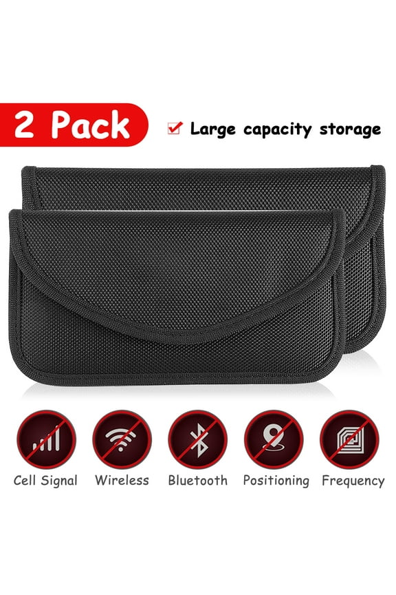 2 Pack Faraday Bag for Car Keys and Cell Phone, Signal Blocking Key Pouch, Anti Theft Car Protection, Cell Phone WiFi/GSM/LTE/NFC/RFID/Keyless Entry Fob Signal Blocking Pouch-Black