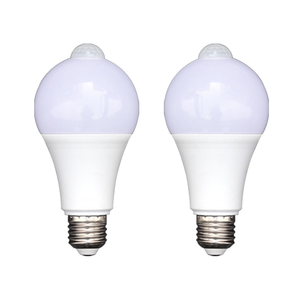 SHELLTON 2 Pack Motion Sensor Light Bulbs, 15W LED Body Motion Sensor Infrared Bulb Auto on/Off, Outdoor/Indoor Light for Front Porch Garage