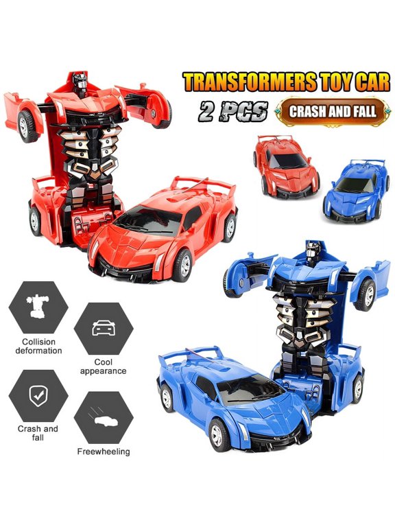 2 Pack Robot Car Toy 2 in 1 Deformation Car Transforming Robot Car for Kids Boys Playing Best Christmas Birthday Gifts for 4 5 6 7 8 Year Old Girls Boys
