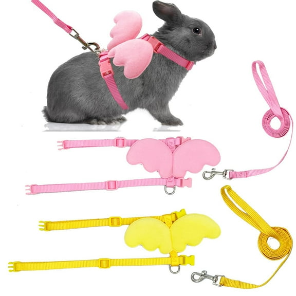 SHELLTON 2 Pcs Rabbit Traction Rope Rabbit Pulling Rope Practical Ear Rabbit Supply (Pink ,Yellow)