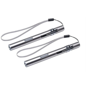 SHELLTON 2 Pcs Stainless Steel Flashlight USB Rechargeable 1000 Lumens LED Handy Torch Pen Light