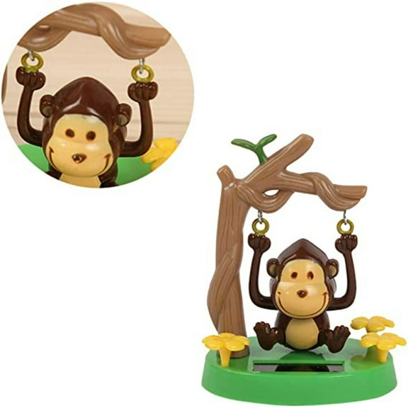 SHELLTON 2Pcs Solar Powered Dancing Toy Swinging Monkey Bobbleheads Shaking Car Dashboard Ornament for car Interior Decorations Ornament Gift