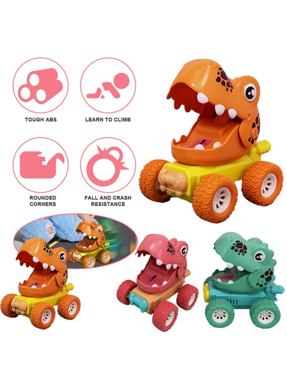 3 Pack Dinosaur Toys, Pull Back Dinosaur Cars for Kids, Pull Back Vehicles Toys for Age 3-7 Boys Toy, Cars Dinosaurs Party Favor Easter Gifts for Boys