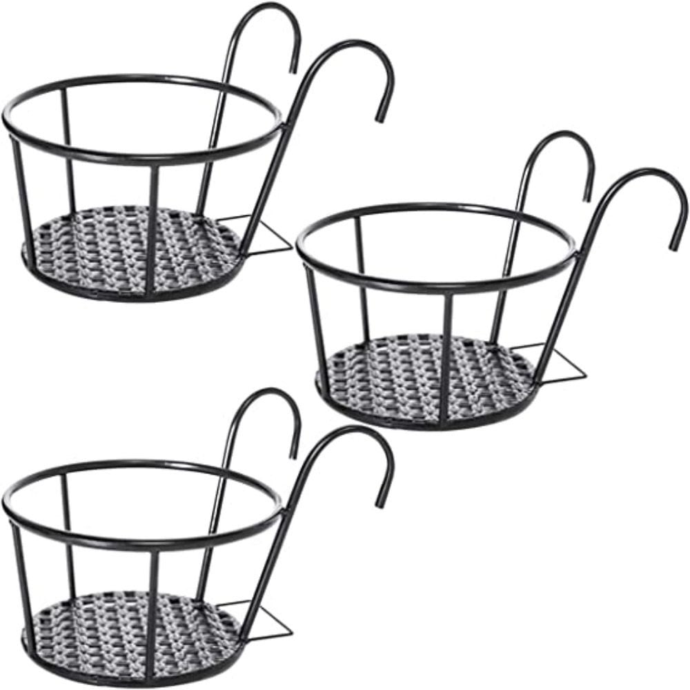 SHELLTON 3 Pcs Plant Pot Hanging Stand Over Deck Rail Planter Hanging