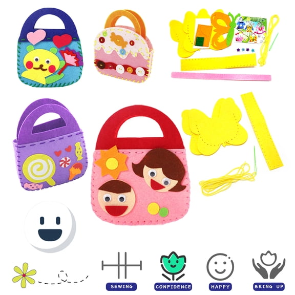 SHELLTON 4 Pack Sewing Kit, Felt Sewing Kit with Safety Needle and Thread for Beginner Preschool Educational Toys, DIY Art Craft Hand Stitch Play Set