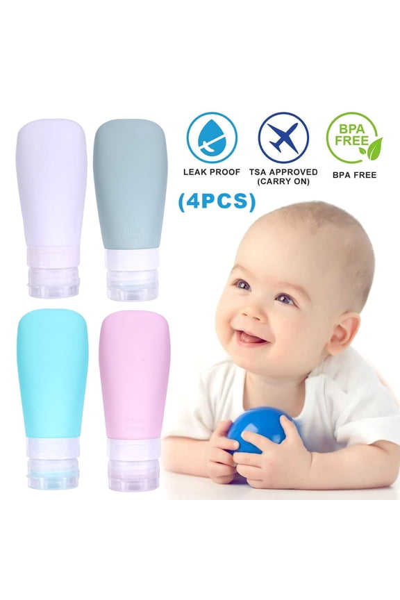 SHELLTON 4 Pcs Travel Bottles,Squeezable Travel Tube Sets Toiletry Containers