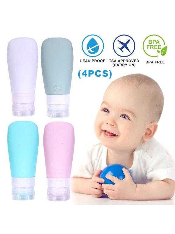 SHELLTON 4 Pcs Travel Bottles,Squeezable Travel Tube Sets Toiletry Containers
