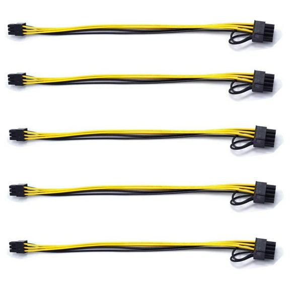 SHELLTON 5 Pack PCI-E PCI Express ATX 6Pin Male to Dual 8Pin & 6Pin Female Video Card Extension Splitter Power Cable