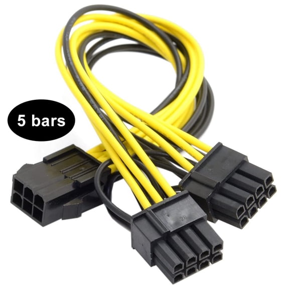 SHELLTON 5 Pack Video Card Power Cable,6 Pin to PCIe 8 Pin to Dual(6+2),PCI Express Power Adapter GPU 6Pin to Double 8Pin,Graphics Card Power Extension Mining Line