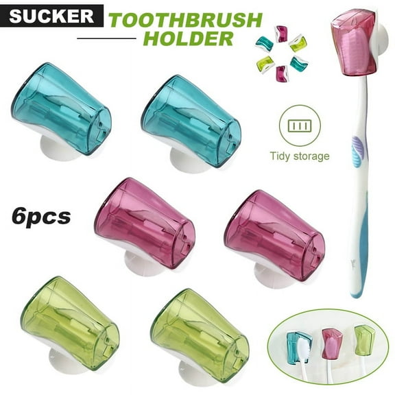 SHELLTON 6 Pack Antibacterial Toothbrush Head Covers with Suction Cup Anti-Dust Toothbrush Cover Great Protective Case for Home Travel Outdoor & Camping