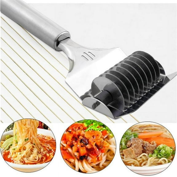 SHELLTON 8.66*2.83" High Grade Stainless Steel Noodle Lattice Roller Docker Dough Cutter ,Pasta Cutter for Kitchen Cooking Tools, Silver