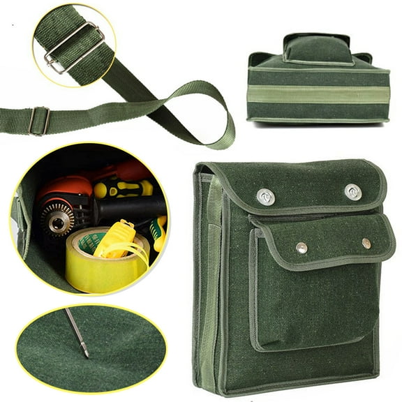 SHELLTON Army Heavyweight Canvas Medic Shoulder Bag in Olive & Green