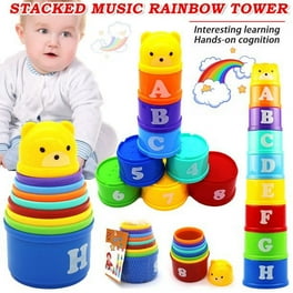 KIDSTHRILL Set of Brown Modern Design 11 Stacking Cups Baby Toys for Boys Girls Infants 12 Months Toddlers 1 3 with Drain Holes for Kids Bath Play Gender Neutral Stackable Nesting