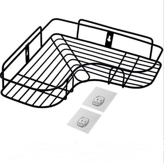 SHELLTON Bathroom Corner Shelf, Adjustable Metal Corner Bathroom Shelf, No Drilling Wall Mounted Triangle Basket Storage Organizer Rack for Washroom, Toilet, Dorm, Kitchen