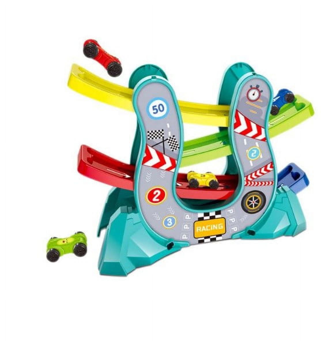 SHELLTON Car Ramp Toys for Toddlers 1 2 3 Year Old Boy Race Track Car Toy for Toddler Age 2 4 Boy with 4 Car Race Track Gift for Kids