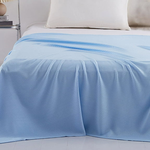 SHELLTON Cooling King Size 100% Rayon Derived from Bamboo Cool Summer for Hot Sleepers Soft Comfy Lightweight Blankets for Seasons (Blue 39.37x35.43in) Best Gift Idea
